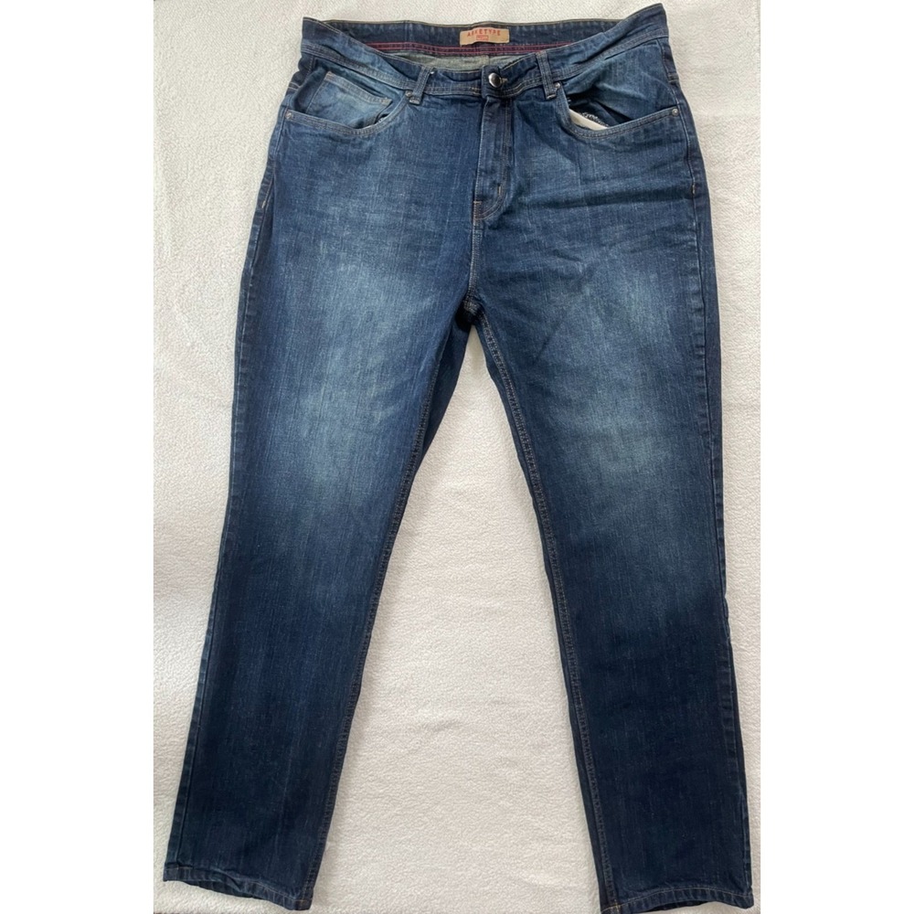 Arketype Mens 40x32 Straight Leg Jeans Dark Wash Blue Faded Denim
